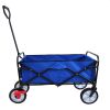 Folding Wagon Garden Shopping Beach Cart (blue) - as Pic