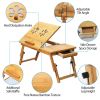 Bamboo Laptop Desk Breakfast Serving Bed Tray Foldable Leg Multi-Position Adjustable Tilt Surface Bed Lap Tray - Bamboo