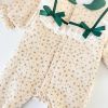 Baby Girl Flower Print Mesh Patchwork Fleece Thickened Romper - 66 (3-6M) - Apricot