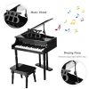 30-Key Kids Piano Keyboard Toy with Bench Piano Lid and Music Rack - black