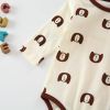 Baby 1pcs Cartoon Bear & Calf Graphic Long Sleeved Soft Bodysuit With Hat - 66 (3-6M) - Brown