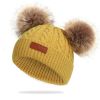 Cute Double Wool Pompom Baby Hat Children Cap Warm Autumn Winter Hats For Kids Boys Girls Knitted Warmer Beanie Caps Bonnet - Black - 0-3 Years