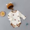 Baby 1pcs Cartoon Bear & Calf Graphic Long Sleeved Soft Bodysuit With Hat - 66 (3-6M) - Brown