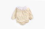 Baby 1pcs Cartoon Orange Print Striped Pattern Ruffle Neck Onesies - 66 (3-6M) - Grey