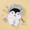 Baby Cartoon Penguin Graphic Long Sleeve Knitted Rompers - 73 (6-9M) - Blue