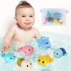 Toddlers Bath Toy; Manual Wind-Up Crab & Turtle Baby Bathtub Toys; Cute turtles; ducks and dolphins; Birthday for 2 3 4 5 6 Years Old; 6Pcs +1 Organiz