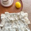 Baby Floral Print Lace Ruffle Design Sleeveless Onesies - 66 (3-6M) - Apricot