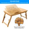 Bamboo Laptop Desk Breakfast Serving Bed Tray Foldable Leg Multi-Position Adjustable Tilt Surface Bed Lap Tray - Bamboo