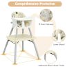 4 in 1 Baby Convertible Toddler Table Chair Set with PU Cushion - beige