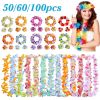 40-100pcs Hawaiian Party Artificial Flowers leis Garland Necklace Headband Garlands Beach Tropical Party Supplies Wedding Decor - Set D-60pcs - China