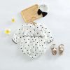 Baby Girl Polka Dot Pattern Bow Decoration Bodysuit With Headband - 66 (3-6M) - White