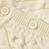 Baby Solid Color Crochet Knitted Pattern Shoulder Button Design Rompers - 59 (0-3M) - Grey