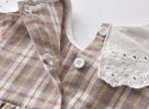 Baby Girl Plaid Pattern Lapel Design Long Sleeved Onesies - 66 (3-6M) - Coffee