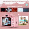 Kids Digital Camera w/ 2.0' Screen 12MP 1080P FHD Video Camera 4X Digital Zoom Games - Pink