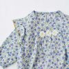 Baby Girl 1pcs Ditsy Flower Pattern Frill Trim Design Onesies - 66 (3-6M) - Blue