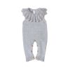 Baby Girl 1pcs Ruffle Neck Solid Color Sleeveless Crotch Design Knitted Rompers - 73 (6-9M) - Coffee