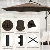 10 Feet Patio Offset Umbrella with 112 Solar-Powered LED Lights - Coffee