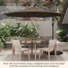 10 Feet Patio Offset Umbrella with 112 Solar-Powered LED Lights - Coffee