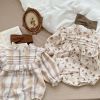 Baby 1pcs Print Pattern Ruffle Design Long Sleeve Onesies - 66 (3-6M) - Apricot