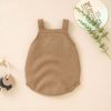 Baby Boy And Girl Solid Color Sling Design Knitted Onesies - 59 (0-3M) - Brown