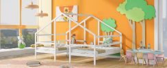 Double Twin Size Triangular House Beds with Built-in Table,White(Old SKU:WF286895AAK) - as Pic