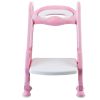 Potty Training Toilet Seat with Steps Stool Ladder For Children Baby Splash Guard Foldable Toilet Trainer Chair Height Adjustable  - Pink White