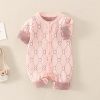 Baby Heart Pattern Long Sleeve Single Breasted Design Sweet Style Romper - 59 (0-3M) - Pink