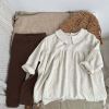 Baby Solid Color Doll Neck Long Sleeve Vintage Style Dress - 80 (9-12M) - Apricot