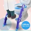 Potty Training Toilet Seat with Steps Stool Ladder For Children Baby Splash Guard Foldable Toilet Trainer Chair Height Adjustable  - Blue Purple