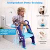 Potty Training Toilet Seat with Steps Stool Ladder For Children Baby Splash Guard Foldable Toilet Trainer Chair Height Adjustable  - Blue Purple