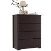 Dresser; Modern Dresser of 5 Drawers; Dresser Chest with Easy Pull Handle for Bedroom; White Finish - Brown - Wood