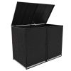 Double Wheelie Bin Shed Poly Rattan Black 58.3"x31.5"x43.7" - Black