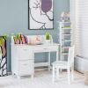 Kids Wooden Writing Furniture Set with Drawer and Storage Cabinet - White