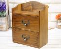 Small Lovely Natural Wood Storage Chests Desktop Container Storage Cabinet - Default