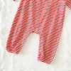 Baby Girl Striped Graphic Carrot Patches Design Lapel Long Romper - 66 (3-6M) - Red