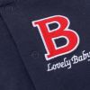 Baby Letter Embroidered Pattern Long Sleeves Baseball Rompers - 59 (0-3M) - Navy Blue (Dark Blue)