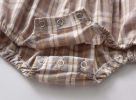 Baby Girl Plaid Pattern Lapel Design Long Sleeved Onesies - 66 (3-6M) - Coffee