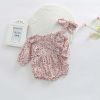 Baby Girl Ditsy Flower Pattern Long Sleeve Cute Bodysuit - 66 (3-6M) - Pink