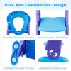 Potty Training Toilet Seat with Steps Stool Ladder For Children Baby Splash Guard Foldable Toilet Trainer Chair Height Adjustable  - Blue Purple