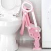 Potty Training Toilet Seat with Steps Stool Ladder For Children Baby Splash Guard Foldable Toilet Trainer Chair Height Adjustable  - Pink White