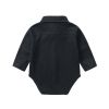 Baby Boy Solid Color Bow Tie Patched Design Long Sleeve Onesies - 59 (0-3M) - Black