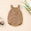 Baby Boy And Girl Solid Color Sling Design Knitted Onesies - 59 (0-3M) - Brown