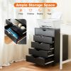 Sweetcrispy 5 Drawer Chest - Storage Cabinets Dressers Wood Dresser Cabinet with Wheels Mobile Organizer Drawers for Office - as Pic