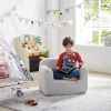 Kids Armchair Toddler Couch Baby Sofa Chair with Sherpa Fabric for Boys and Girls (Grey) - grey