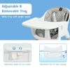 4 in 1 Baby Convertible Toddler Table Chair Set with PU Cushion - Gray