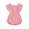 Baby Girl 1pcs Ribbed Knitted Pattern Ruffle Design Solid Knitted Onesies Bodysuit - 73 (6-9M) - Grey