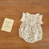 Baby Floral Print Lace Ruffle Design Sleeveless Onesies - 66 (3-6M) - Apricot