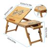 Bamboo Laptop Desk Breakfast Serving Bed Tray Foldable Leg Multi-Position Adjustable Tilt Surface Bed Lap Tray - Bamboo