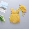 Baby Girl 1pcs Solid Color Bow Tie Design Ruffle Sleeveless Crotch Onesies - 66 (3-6M) - Apricot