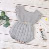 Baby Girl 1pcs Ribbed Knitted Pattern Ruffle Design Solid Knitted Onesies Bodysuit - 73 (6-9M) - Grey